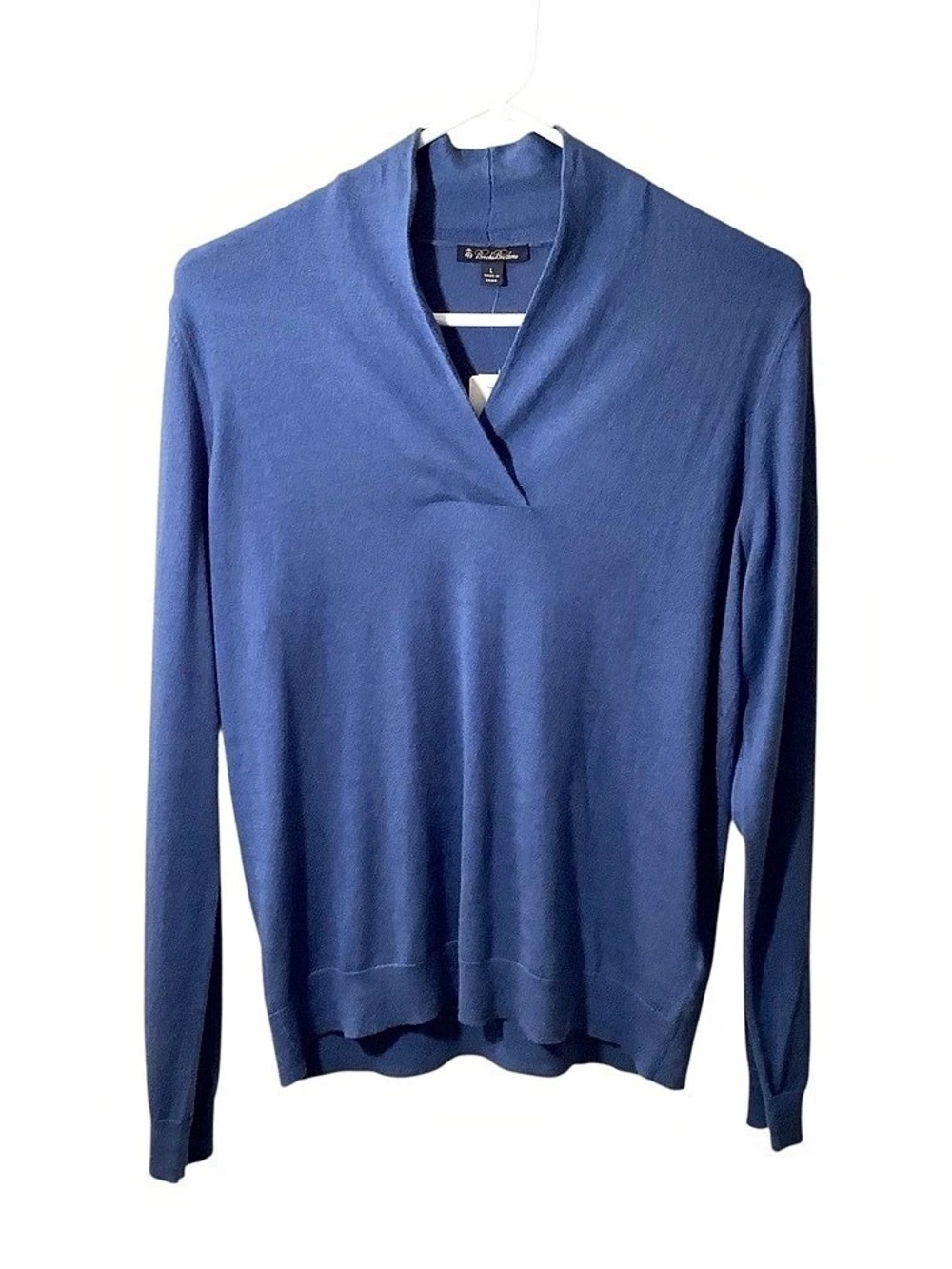 Brooks Brothers Silk Cashmere V-Neck Sweater in Blue Size Large NWT